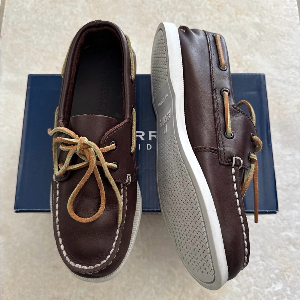Sperry Boy’s Dark Brown and Tan Boat Shoes